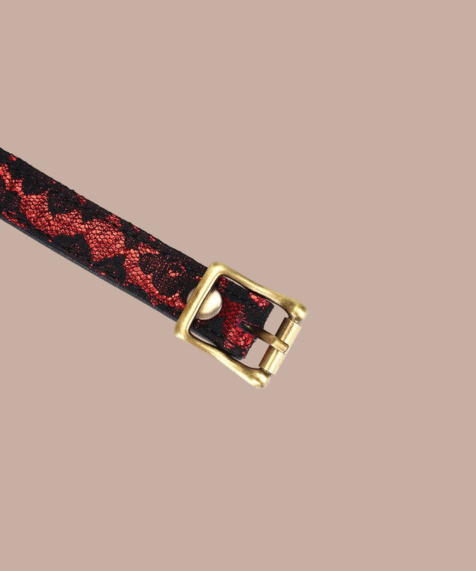 Liebe Seele Lace and Velvet Blindfold – Victorian Garden Dark Red