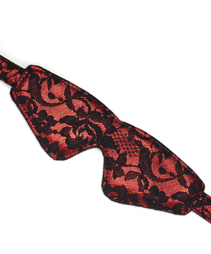Lieve Ziel Kant en Fluweel Blinddoek – Victoriaanse Tuin Donkerrood