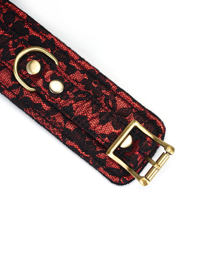 Liebe Seele Lace and Velvet Thigh Cuffs – Victorian Garden Dark Red Liebe Seele Lace and Velvet Thigh Cuffs – Victorian Garden Dark Red