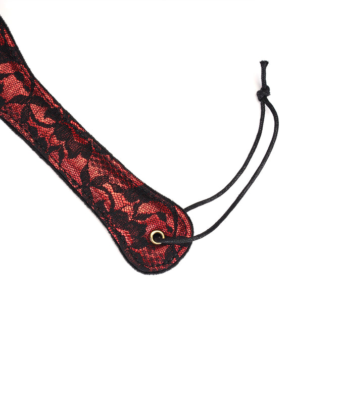 Liebe Seele kant- en fluwelen spankpaddle – Victoriaanse tuin donkerrood