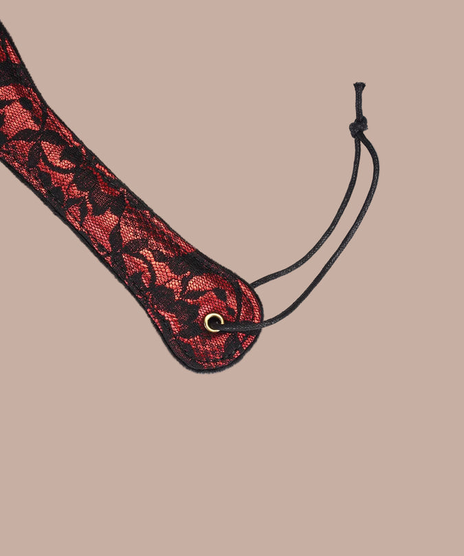 Liebe Seele Lace and Velvet Spanking Paddle – Victorian Garden Dark Red