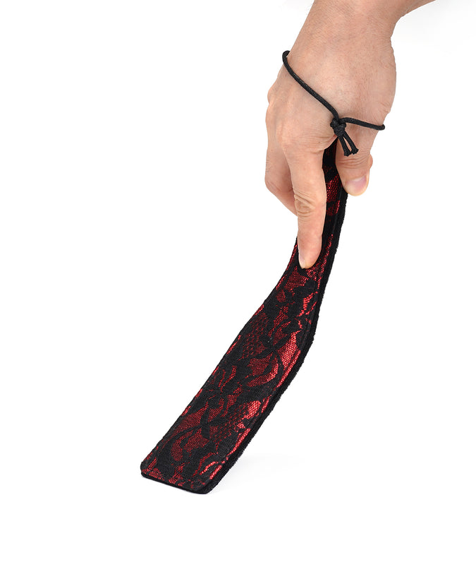 Liebe Seele kant- en fluwelen spankpaddle – Victoriaanse tuin donkerrood