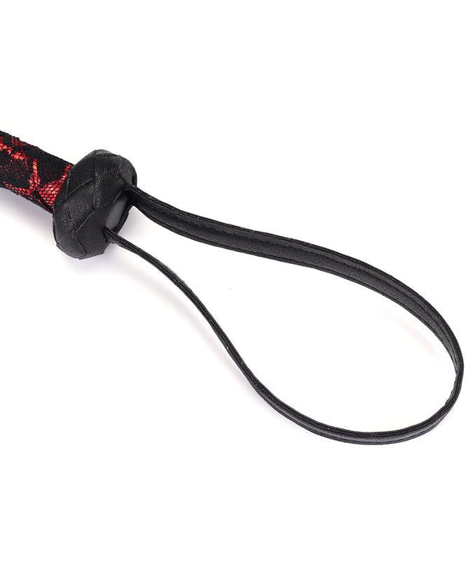 Liebe Seele Lace and PU Bull Whip – Victorian Garden Dark Red