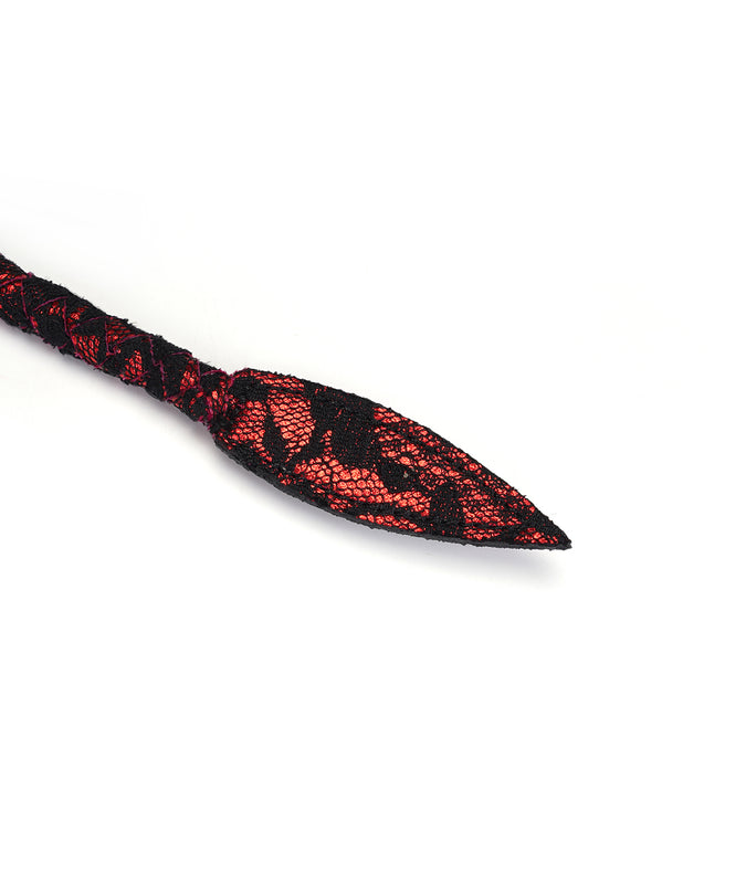 Liebe Seele Lace and PU Bull Whip – Victorian Garden Dark Red