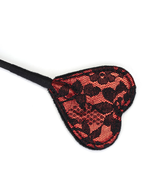Liebe Seele Lace and Velvet Riding Crop – Victorian Garden Dark Red