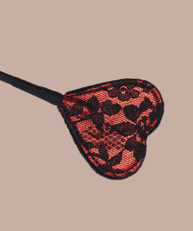 Liebe Seele Lace and Velvet Riding Crop – Victorian Garden Dark Red