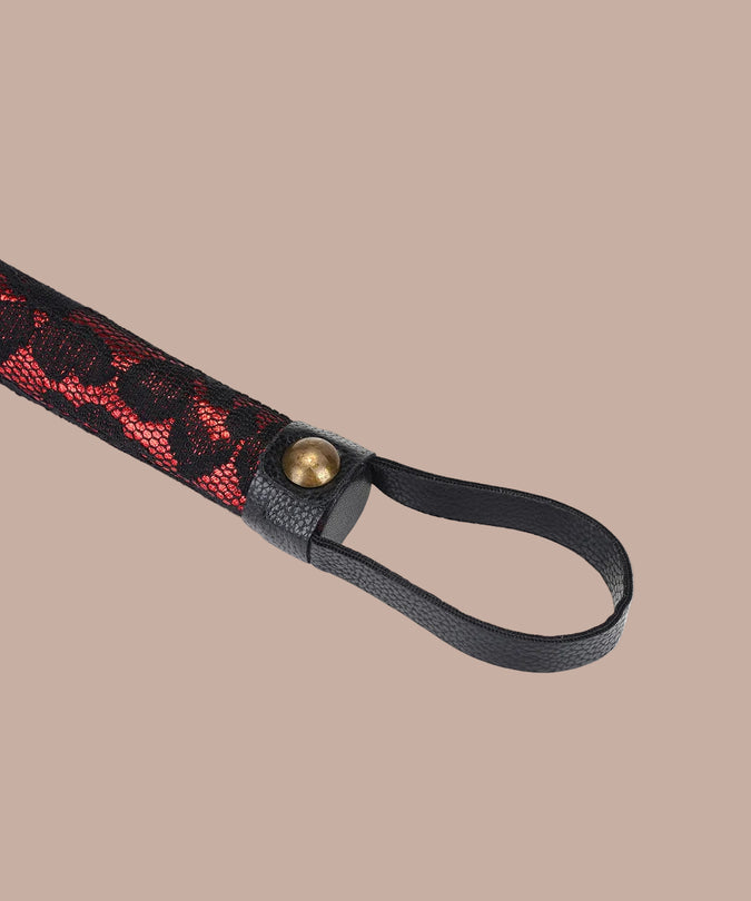 Liebe Seele Lace and PU Flogger Whip – Victorian Garden Dark Red