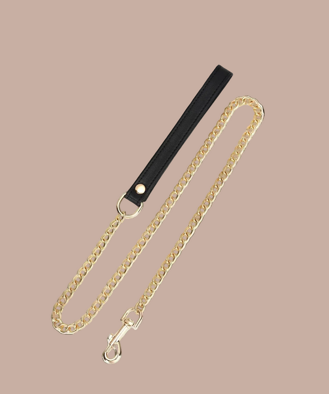 Liebe Seele Leather Collar with Chain – Dark Secret Black