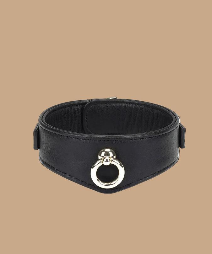 Liebe Seele Dark Secret Leren Halsband met Ketting - Zwart