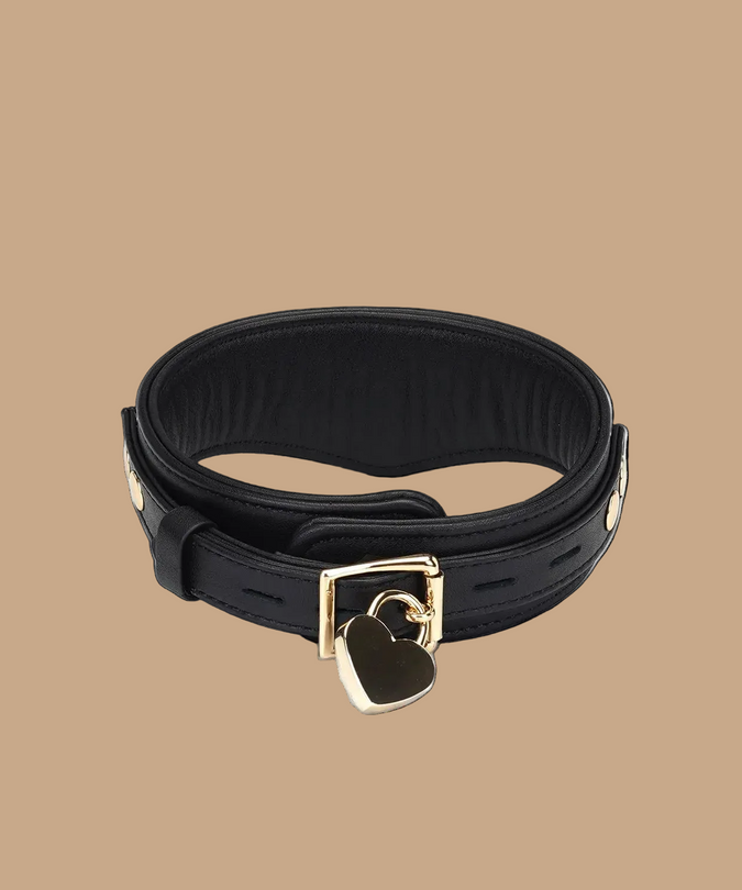 Liebe Seele Dark Secret Leren Halsband met Ketting - Zwart