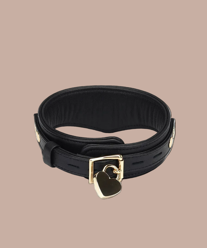 Liebe Seele Leather Collar with Chain – Dark Secret Black