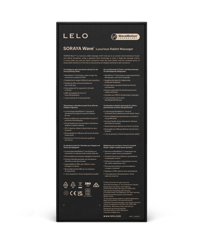 LELO – SORAYA Wave Rabbit Vibrator – Black - by Pleasurements