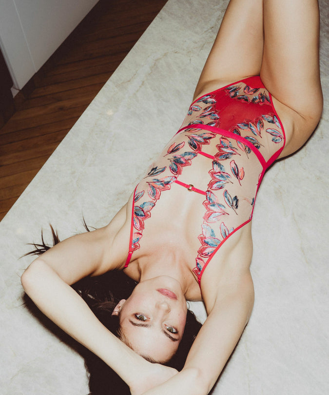 Atelier Amour Oiseau de Paradis Bodysuit - Cherry