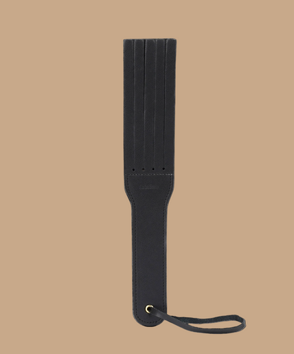 Liebe Seele Dark Secret Leather Split Tawse Paddle – Black Liebe Seele Dark Secret Leather Split Tawse Paddle – Black