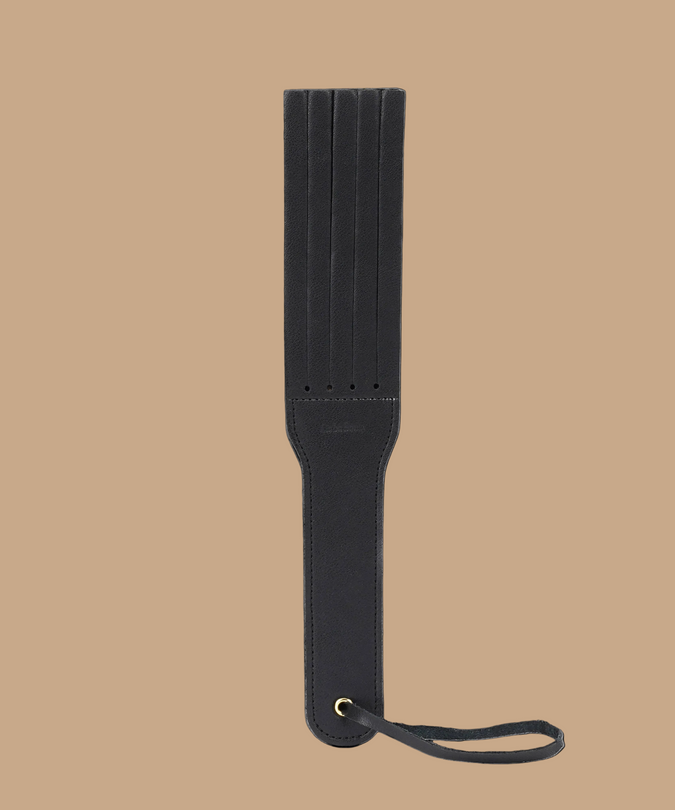 Liebe Seele Dark Secret Leren Split Tawse Paddle – Zwart