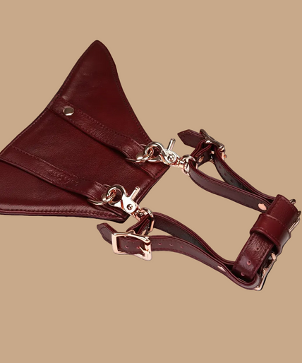 Liebe Seele Deluxe Leather Forced Orgasm Harness Strap – Wine Red Liebe Seele Deluxe Leather Forced Orgasm Harness Strap – Wine Red