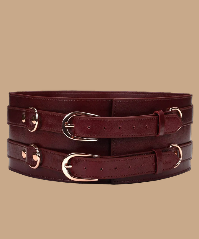 Liebe Seele Luxury Leather Waist Belt – Wine Red