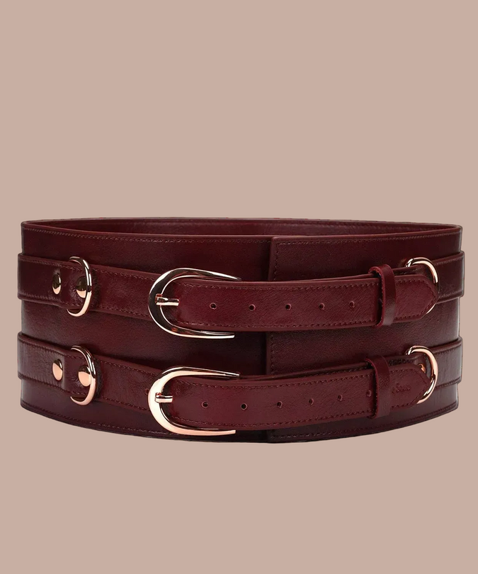Liebe Seele Luxe Leren Taille Riem - Wijnrood