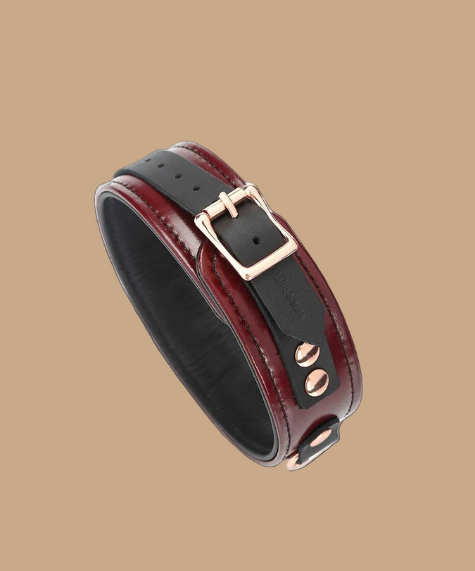 Liebe Seele Leather Collar with Leash – Wine Red