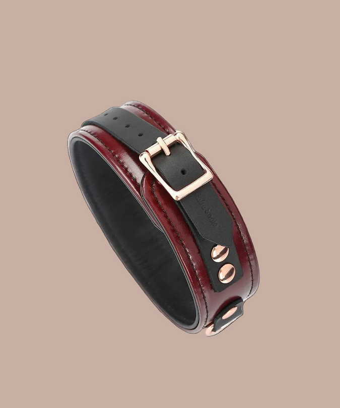 Liebe Seele Leren Halsband met Riem – Wijnrood