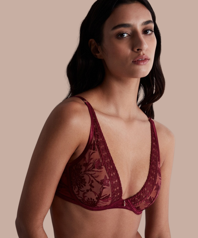 Aubade Magnetic Spell Triangle Bra in Crimson Red - Pleasurements