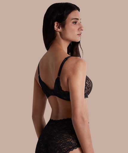 Aubade – Rosessence Moulded Half-Cup Bra Black – 50%! Aubade Rosessence Moulded half - cup bra in Black - Pleasurements