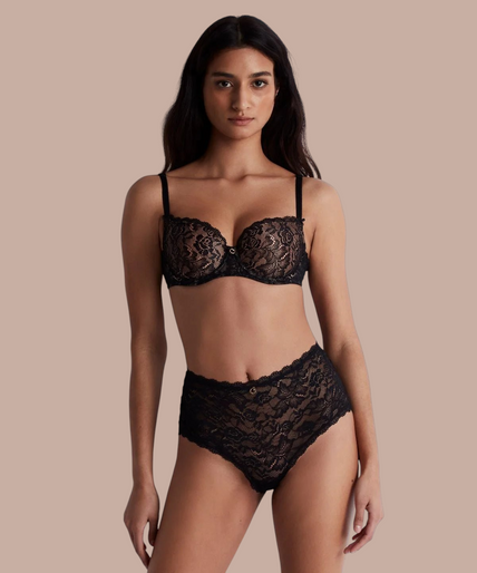 Aubade – Rosessence Moulded Half-Cup Bra Black – 50%! Aubade Rosessence Moulded half - cup bra in Black - Pleasurements