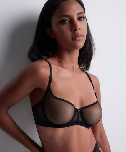 Aubade Sheer Emotion Half Cup Beha - Zwart Aubade Sheer Emotion Half Cup Bra Black - Pleasurements