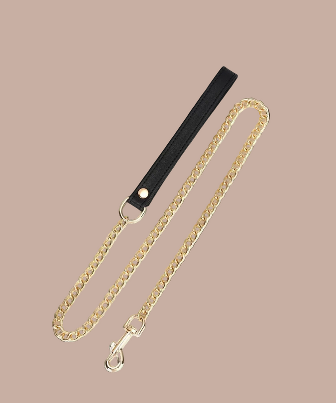 Liebe Seele Leather Collar with Leash – Dark Secret Black