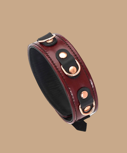 Liebe Seele Leather Collar with Leash – Wine Red Liebe Seele Leather Collar with Leash – Wine Red
