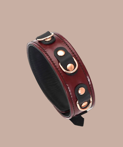 Liebe Seele Leren Halsband met Riem – Wijnrood Liebe Seele Leren Halsband met Riem – Wijnrood