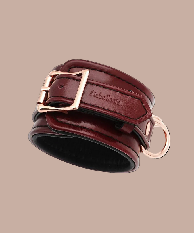 Liebe Seele Leather Ankle Cuffs – Wine Red