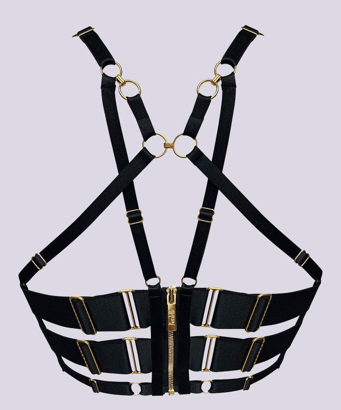 Bordelle Mari Longline Bodice Bra Black - Pleasurements