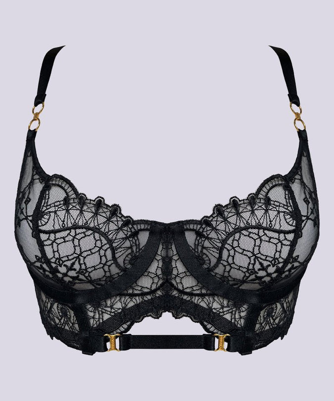 Bordelle Mari Longline Bodice Bra Black - Pleasurements