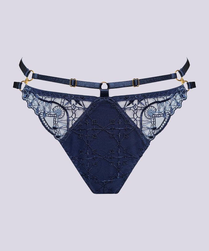 Bordelle Mari Open Back Brief Navy Blue - Pleasurements