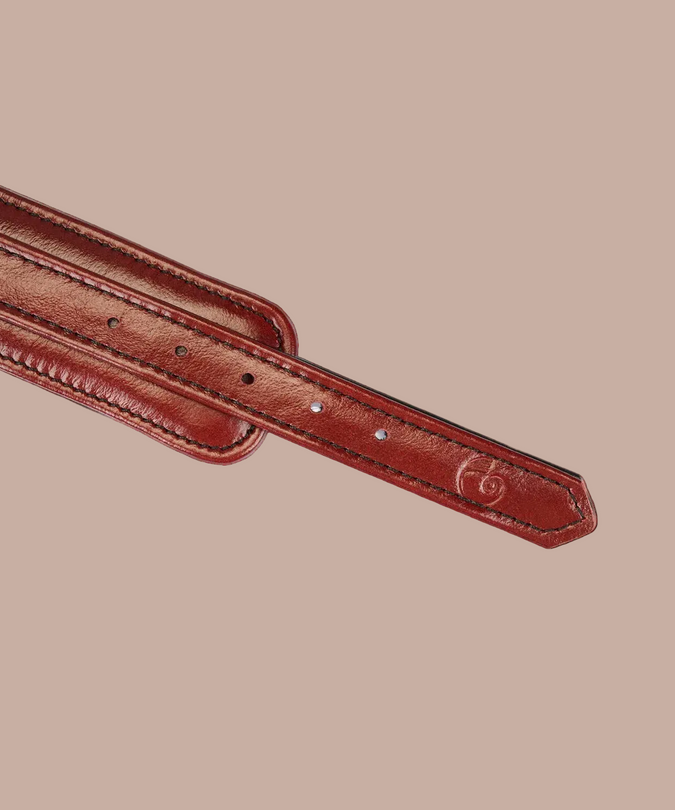 Liebe Seele Narrow Leather Wrist Cuffs – Wine Red