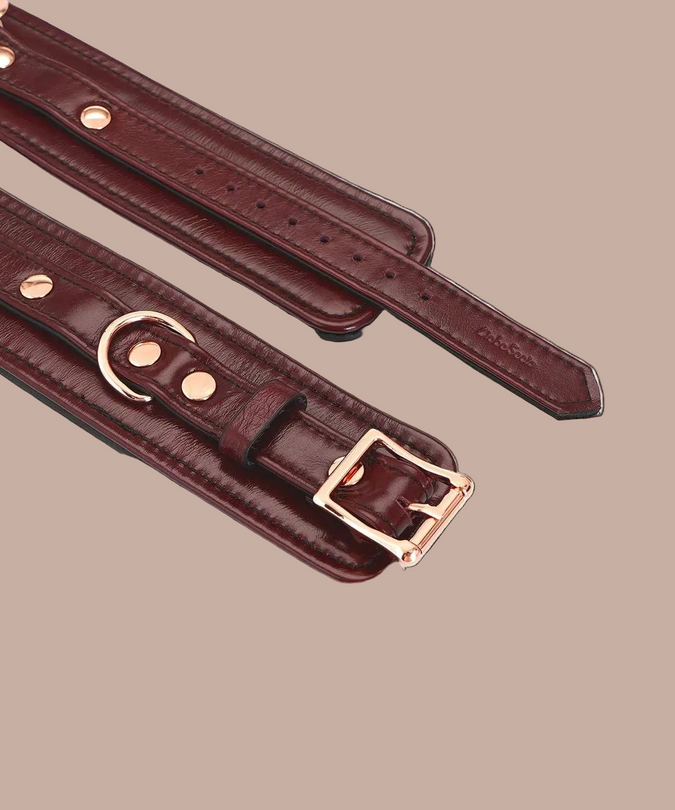 Liebe Seele Leather Ankle Cuffs – Wine Red