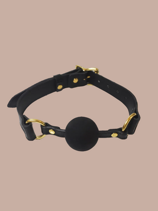 Coco de Mer – Black Leather Ball Gag Coco de Mer Black Leather Ball Gag - Pleasurements