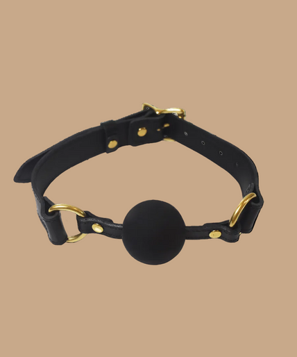 Coco de Mer – Black Leather Ball Gag Coco de Mer Black Leather Ball Gag - Pleasurements