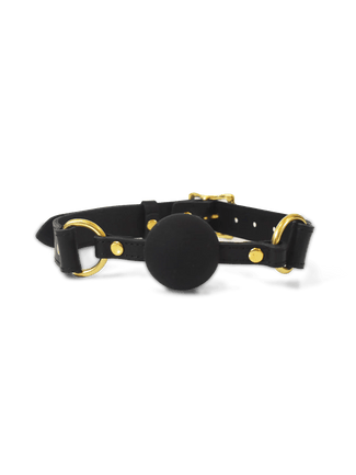 Coco de Mer Black Leather Ball Gag Coco de Mer Black Leather Ball Gag - Pleasurements