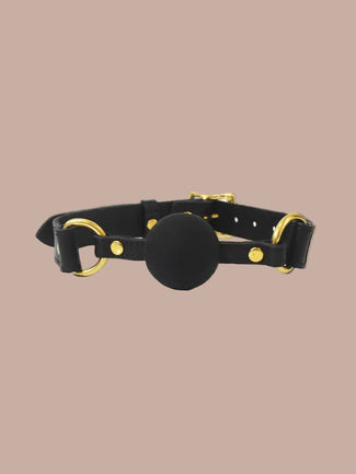 Coco de Mer – Black Leather Ball Gag Coco de Mer Black Leather Ball Gag - Pleasurements