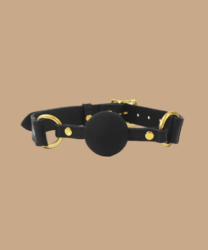 Coco de Mer – Black Leather Ball Gag Coco de Mer Black Leather Ball Gag - Pleasurements