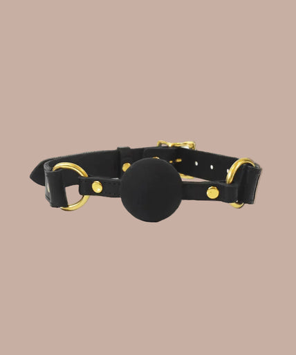 Coco de Mer – Black Leather Ball Gag Coco de Mer Black Leather Ball Gag - Pleasurements