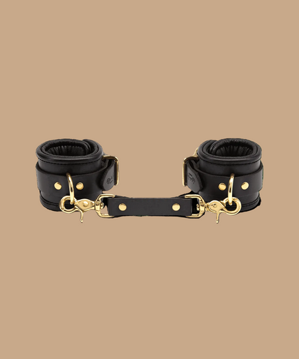 Coco de Mer – Black Leather Wrist Cuffs Coco de Mer Black Leather Wrist Cuffs - Pleasurements