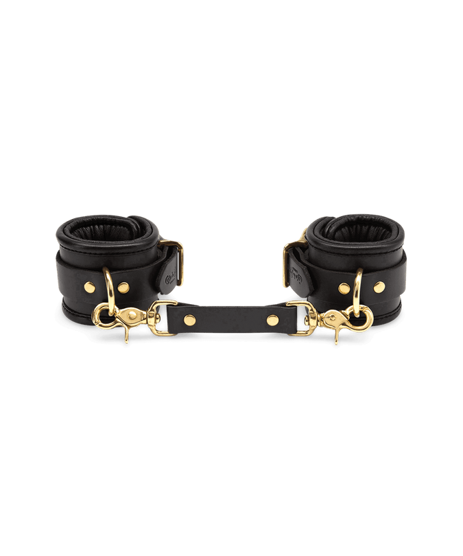 Coco de Mer Black Leather Wrist Cuffs - Pleasurements