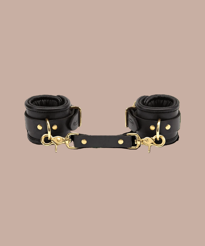 Coco de Mer Black Leather Wrist Cuffs - Pleasurements