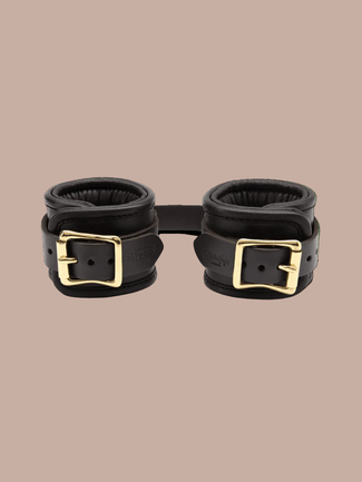 Coco de Mer – Black Leather Wrist Cuffs Coco de Mer Black Leather Wrist Cuffs - Pleasurements