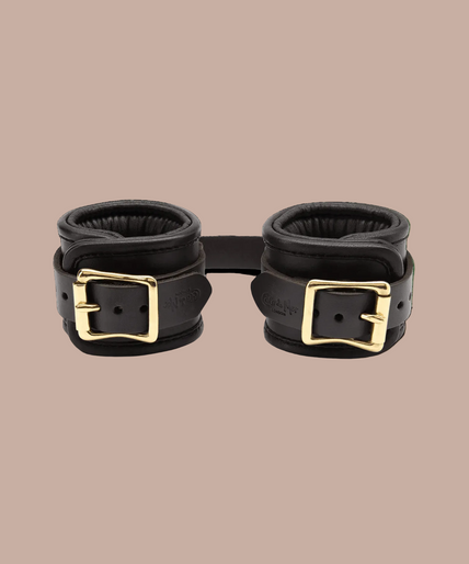 Coco de Mer – Black Leather Wrist Cuffs Coco de Mer Black Leather Wrist Cuffs - Pleasurements