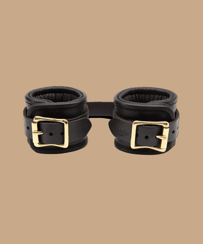 Coco de Mer Black Leather Wrist Cuffs - Pleasurements
