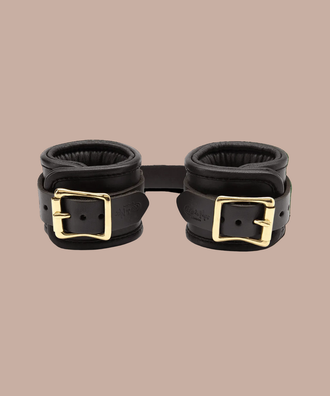Coco de Mer Black Leather Wrist Cuffs - Pleasurements